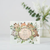 かわいいウッドランドの赤ちゃん動物の赤ちゃんシャワー インビテーションポストカード (スタンド正面)