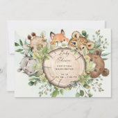 かわいいウッドランドの赤ちゃん動物の赤ちゃんシャワー 招待状 (正面)