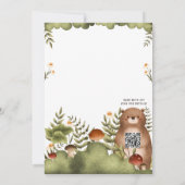 かわいいウッドランドは緑の赤お洒落ちゃんシャワー 招待状 (裏面)
