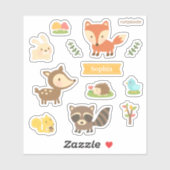 かわいいウッドランドをテーマにした動物たちが子どもたちを創る シール (シート)