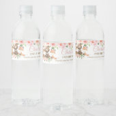 かわいいウッドランドアニマルズピンクフローラガール誕生日 ペットボトルラベル (ボトル)