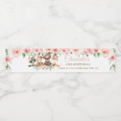 かわいいウッドランドアニマルズピンクフローラガール誕生日 ペットボトルラベル (シングルラベル)