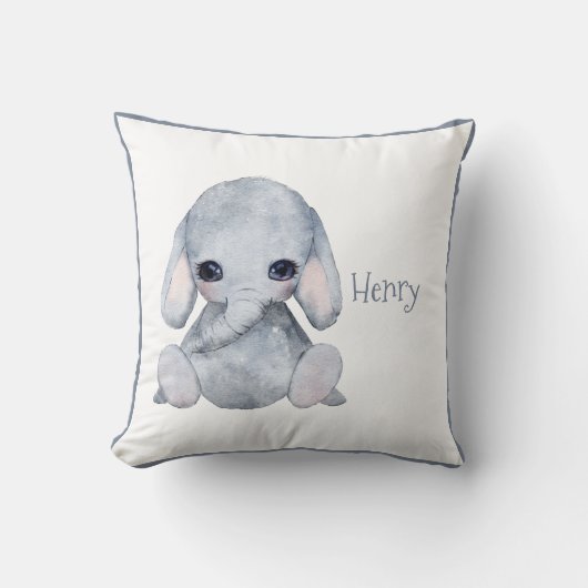 かわいいウッドランドアニマルゾウ名子供部屋 クッション (正面)