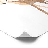 かわいいウッドランドウォーターカラーシカ子供部屋アート ポスター (角)