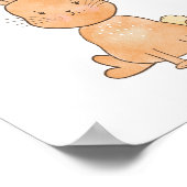 かわいいウッドランドウォーターカラーラビット子供部屋アート ポスター (角)