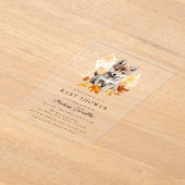 かわいいウッドランドウルフカップ秋ベビーシャワー アクリル招待状 (レイダウン)