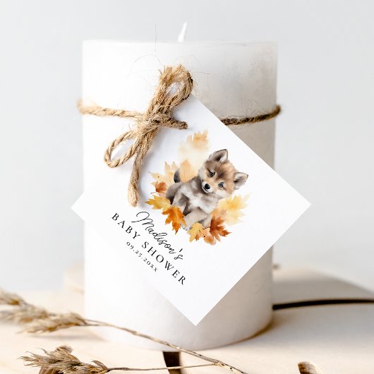 かわいいウッドランドウルフカップ秋ベビーシャワー フェイバータグ