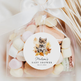 かわいいウッドランドウルフカップ秋ベビーシャワー ラウンドシール