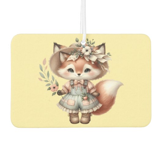 かわいいウッドランドキツネガールウェアハングコテージコーレ カーエアーフレッシュナー (正面)