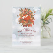 かわいいウッドランドキツネキューブウィンターベイビーシャワー 招待状 (スタンド正面)