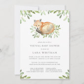 かわいいウッドランドキツネバーチャルベビーシャワー 招待状 (正面)