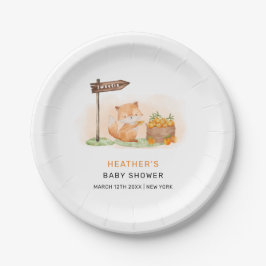 かわいいウッドランドキツネ柑橘類オレンジファームベイビーシャワー ペーパープレート