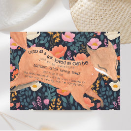 かわいいウッドランドキツネ水彩フローラ3rd誕生日 招待状