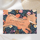 かわいいウッドランドキツネ水彩フローラ3rd誕生日 招待状