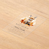 かわいいウッドランドキツネ秋ベビーシャワー アクリル招待状 (レイダウン)