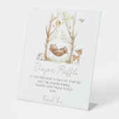 かわいいウッドランドテーマ男の赤ちゃんシャワーおむつラッフル 台座サイン (正面)