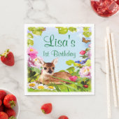 かわいいウッドランドディアファースト誕生日パーティー スタンダードランチョンナプキン (インサイチュ)