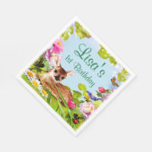 かわいいウッドランドディアファースト誕生日パーティー スタンダードランチョンナプキン (角)