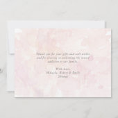 かわいいウッドランドバニーピンクベビーありがとう サンキューカード (裏面)