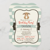 かわいいウッドランドバニーラビットオンライトセージ緑 招待状 (正面/裏面)