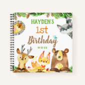 かわいいウッドランドフォレストアニマルズウォーター色ゲスト ノートブック (正面)