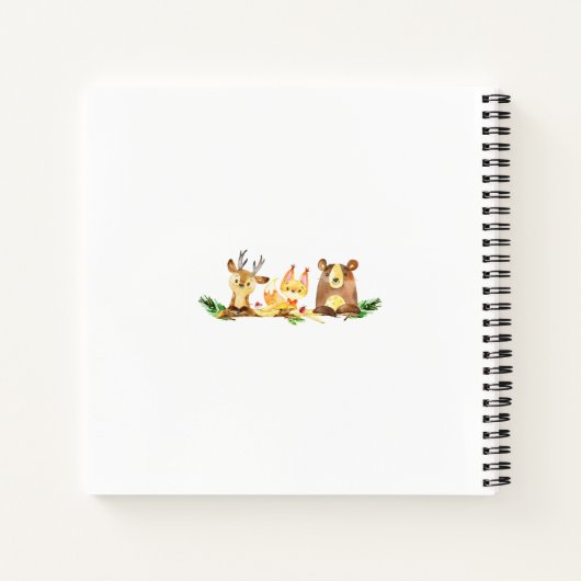 かわいいウッドランドフォレストアニマルズウォーター色ゲスト ノートブック (裏面)