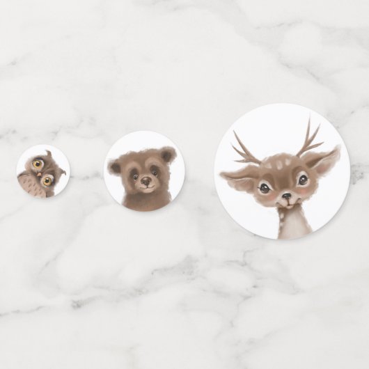 かわいいウッドランドフォレストアニマルズワイルドワン誕生日 コンフェッティ (裏面)