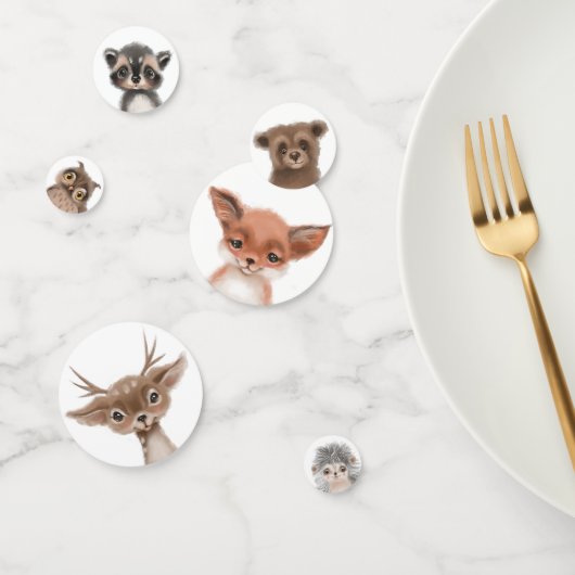 かわいいウッドランドフォレストアニマルズワイルドワン誕生日 コンフェッティ (グループ)