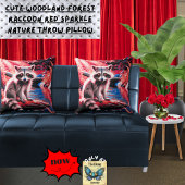 かわいいウッドランドフォレストラクーンレッドスパークル自然 クッション