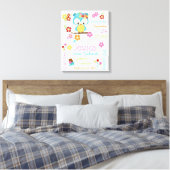 かわいいウッドランドフクロウ赤ちゃん女の子誕生レコードの統計 キャンバスプリント (インサイチュ (寝室))