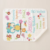 かわいいウッドランドフクロウ赤ちゃん女の子誕生レコードの統計 シェルパブランケット (正面(横))