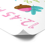 かわいいウッドランドフクロウ赤ちゃん女の子誕生レコードの統計 ポスター (角)