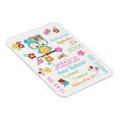 かわいいウッドランドフクロウ赤ちゃん女の子誕生レコードの統計 マグネット (右側)