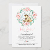 かわいいウッドランドフローラ緑の赤ちゃんシャワーbyメール 招待状 (正面)