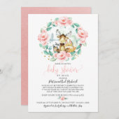 かわいいウッドランドフローラ緑の赤ちゃんシャワーbyメール 招待状 (正面/裏面)