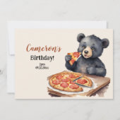 かわいいウッドランドベアーピザ誕生日パーティー 招待状 (裏面)