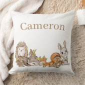 かわいいウッドランドベビーアニマル名前をカスタムする クッション (ブランケット)