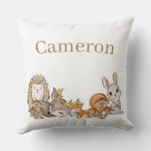 かわいいウッドランドベビーアニマル名前をカスタムする クッション (裏面)