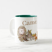 かわいいウッドランドベビーアニマル名前をカスタムする ツートーンマグカップ (正面左)
