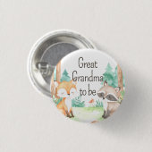 かわいいウッドランドベビーシャワーテーマ素晴らしおばあちゃん 缶バッジ (正面&裏面)