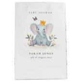 かわいいウッドランドベビーゾウ葉ベビーシャワー ミディアムペーパーバッグ (正面)