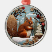 かわいいウッドランドリス動物の鳴き声 メタルオーナメント (正面)