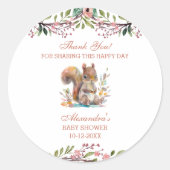 かわいいウッドランドリス赤ちゃんシャワーありがとう授業 ラウンドシール (正面)