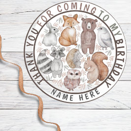 かわいいウッドランド動物ありがとうパーティー ラウンドシール