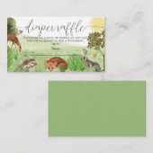 かわいいウッドランド動物おむつラッフルベビーシャワー エンクロージャーカード (正面/裏面)