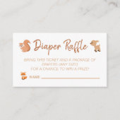 かわいいウッドランド動物おむつラッフルベビーシャワー エンクロージャーカード (正面)