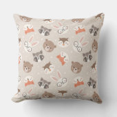 かわいいウッドランド動物のキッズパターン クッション (正面)
