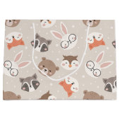 かわいいウッドランド動物のキッズパターン ラージペーパーバッグ (正面)