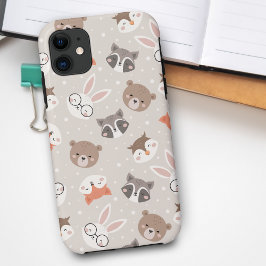 かわいいウッドランド動物のキッズパターン iPhone 11 ケース