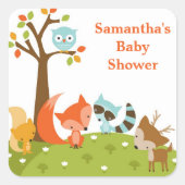 かわいいウッドランド動物のステッカー スクエアシール (正面)